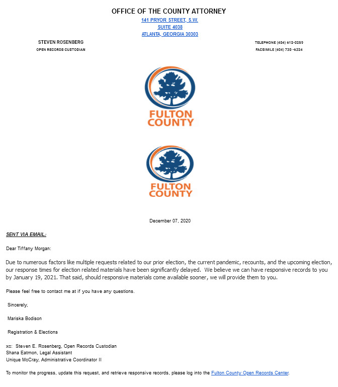 Fulton County, Georgia City Attorney's letter