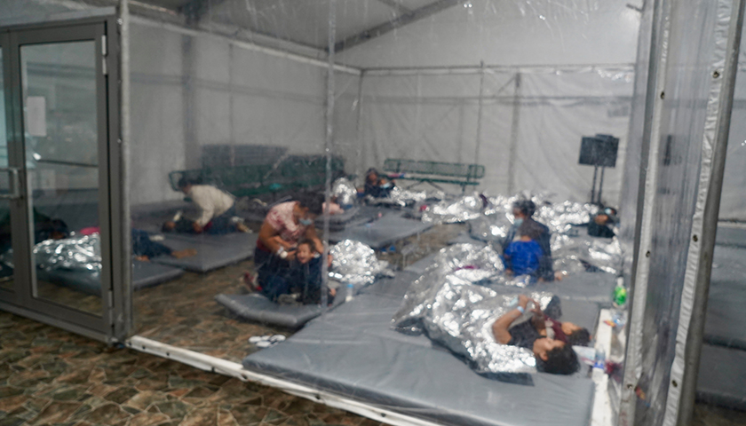 Temporary soft sided facilities are utilized to process noncitizen individuals, noncitizen families and noncitizen unaccompanied children as part of the ongoing response to the current border security and humanitarian effort along the Southwest Border in Donna, Texas, May 4, 2021.