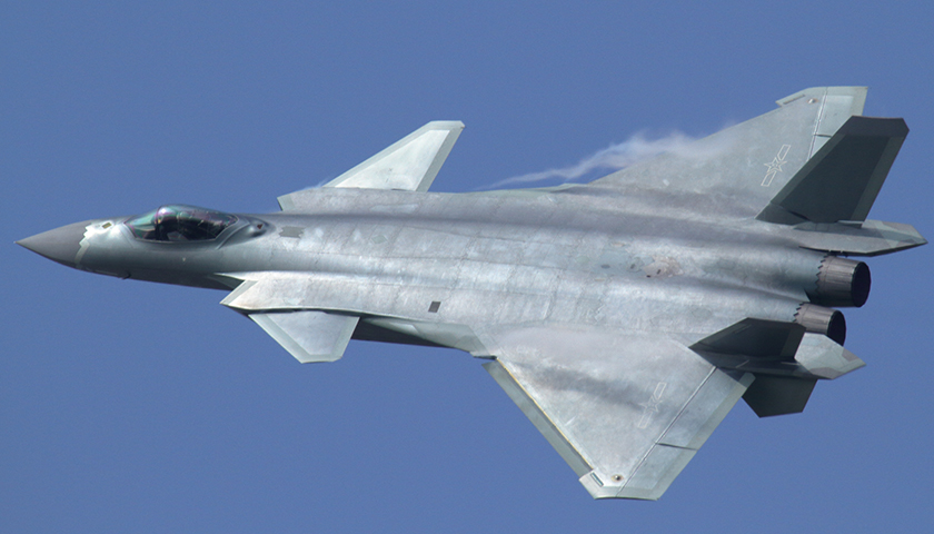 Flypast of the Chengdu J-20 during the opening of Airshow China in Zhuhai
