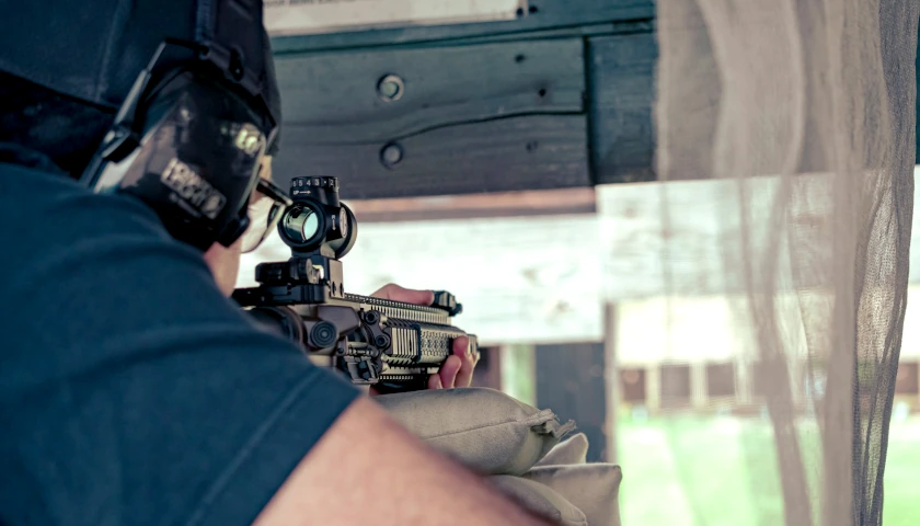 Man training at gun range